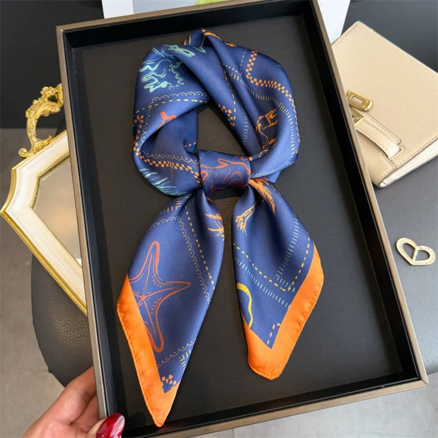 Blue Print Silk Square Scarf W - đánh giá và giá Shawl Wrap Winter