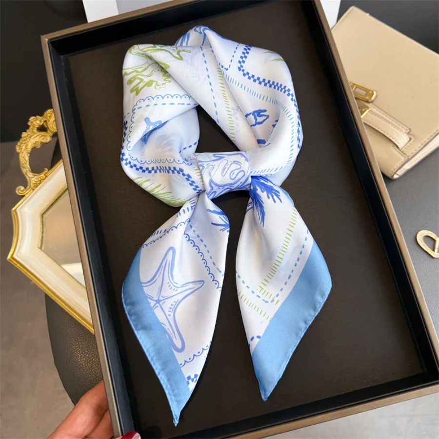 Blue Print Silk Square Scarf W - đánh giá và giá Shawl Wrap Winter